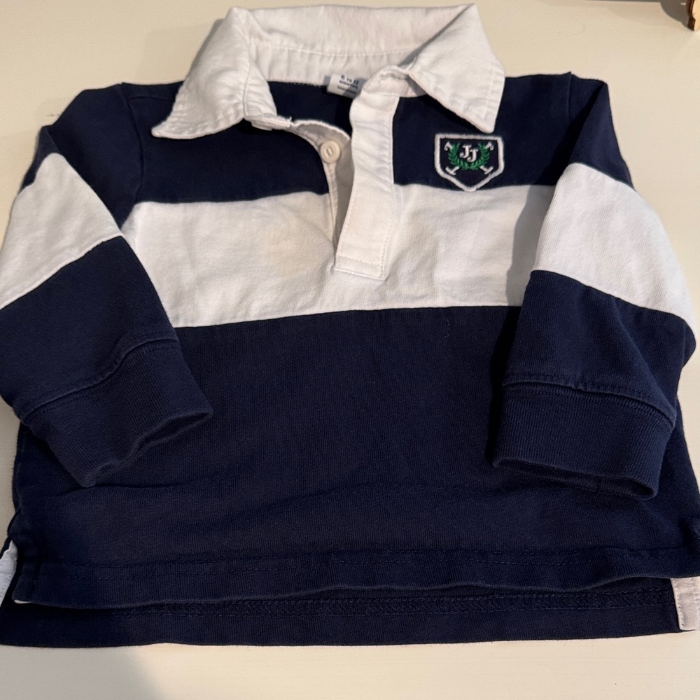 Navy and White Janie and Jack Baby Rugby Shirt